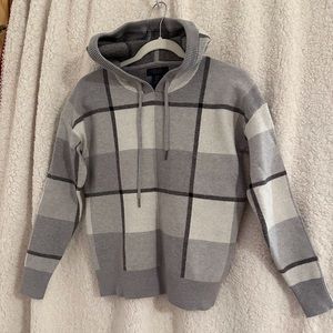 Rachel Roy hooded sweater, windowpane pattern.